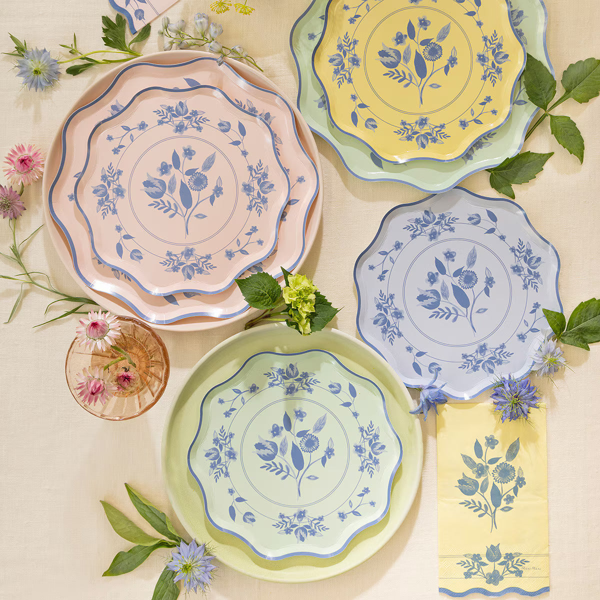 Piatti carta Grandi Vintage Pastello (x8)