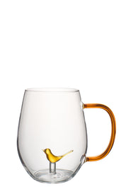 Tazza con uccello in vetro Ocra
