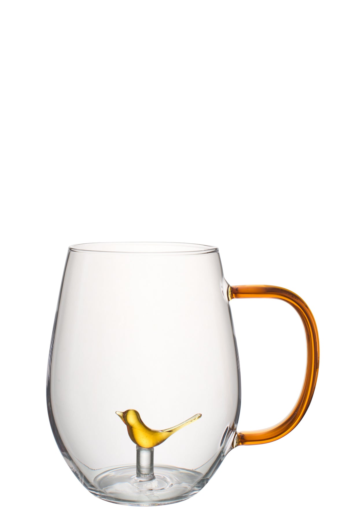 Tazza con uccello in vetro Ocra