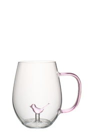 Tazza con uccello in vetro Rosa