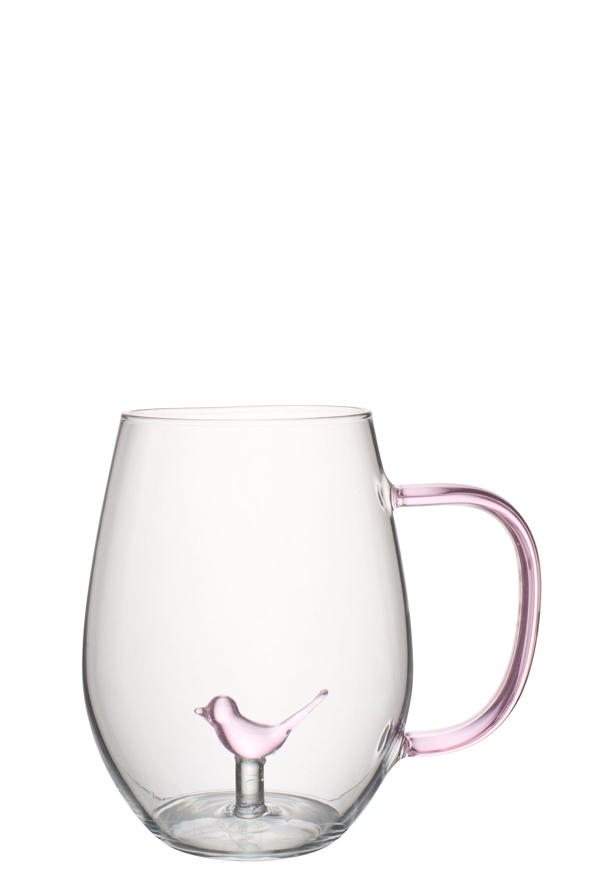 Tazza con uccello in vetro Rosa