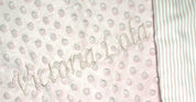 Coperta Rosa con tessuto Minky personalizzata - A.Bi.Ci. Lab