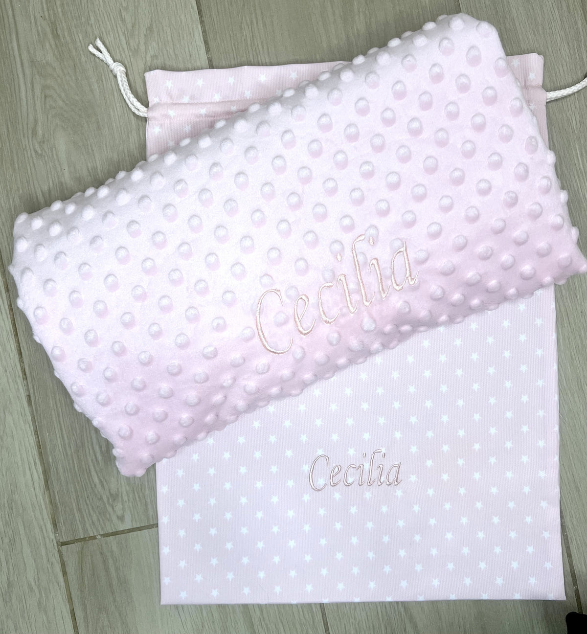 Coperta Rosa con tessuto Minky personalizzata