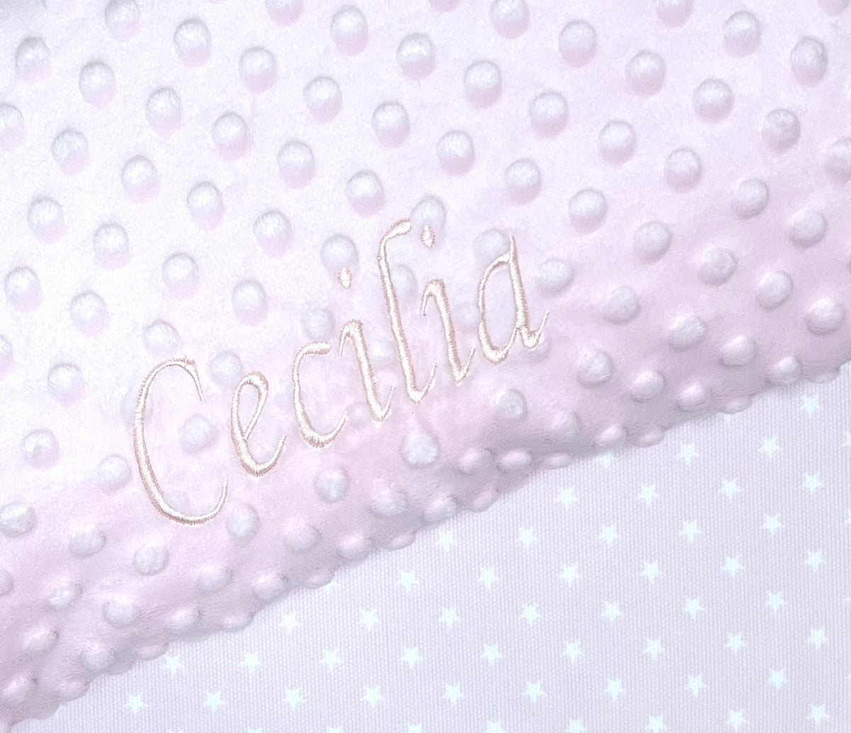 Coperta Rosa con tessuto Minky personalizzata