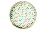 Vassoio tondo in giunco marino con mosaico in madreperla pesci blu