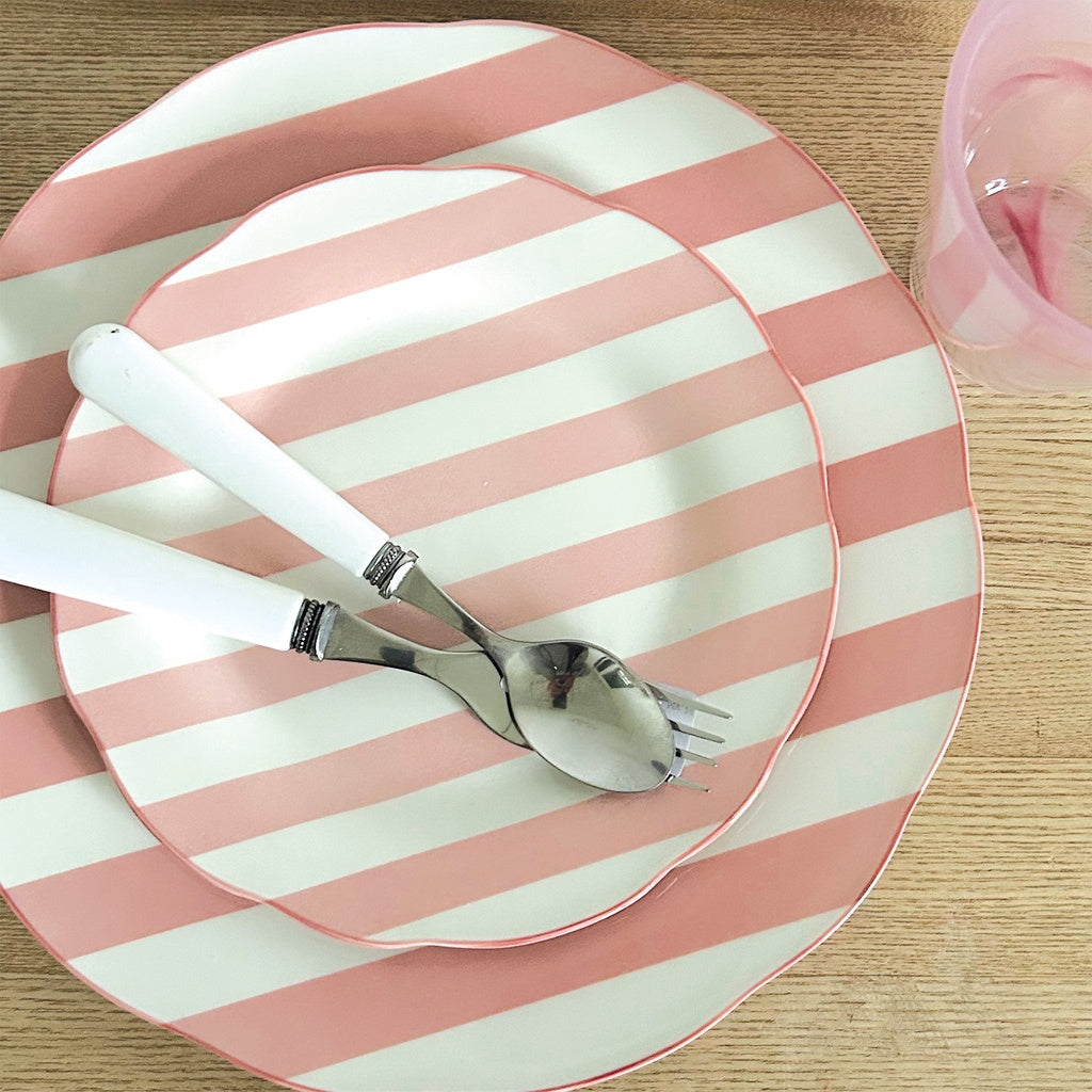 Piatti Dessert righe Rosa