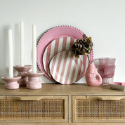 Piatti Dessert righe Rosa