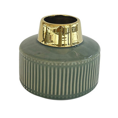 Vaso basso righe Verde e Oro