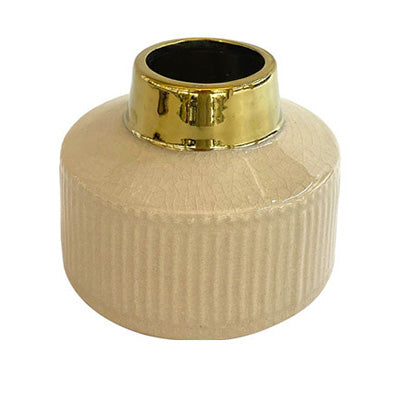 Vaso basso righe Bianco e Oro