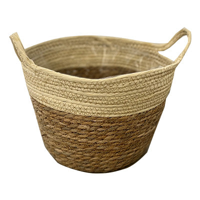 Cesto intrecciato naturale e panna piccolo