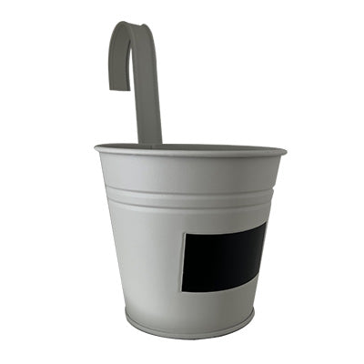 Vaso in ferro Grigio con gancio e lavagnetta piccolo